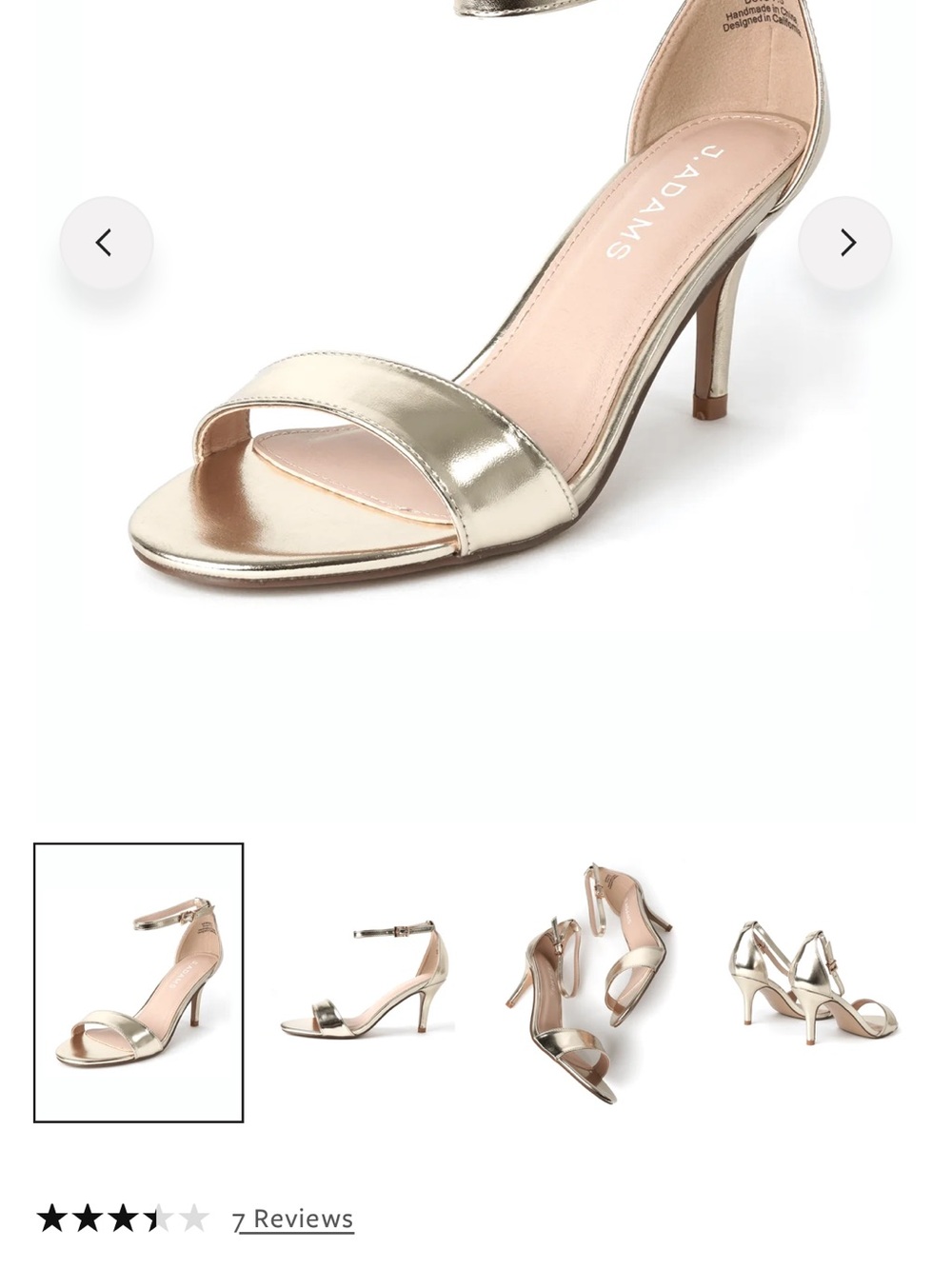 Adams Gold Ankle-Strap Stiletto Sandals